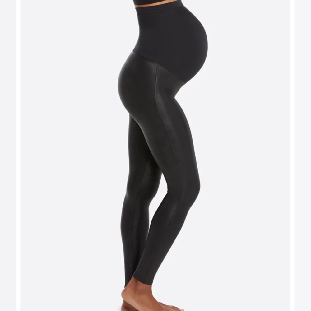 Spanx Mama Faux Leather Leggings Size Small